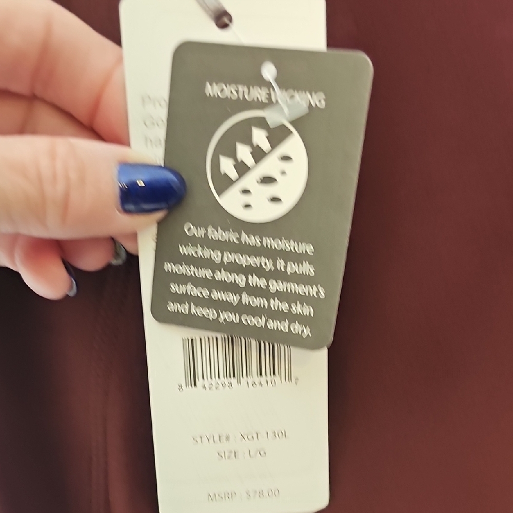 X By Gottex Leggings Maroon With Black Panels Size Large NWT - Picture 10 of 12